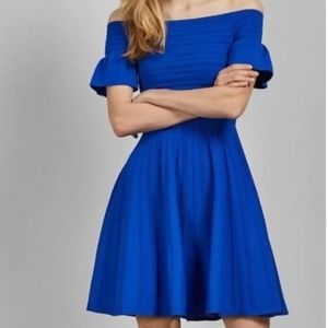 New Ted Baker Royal Blue Knitted Skater Dress Size 2